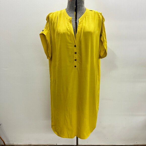 Crepe Tunic | Caftan style | Size M | Golden Yellow - Mustard - Picture 1 of 7